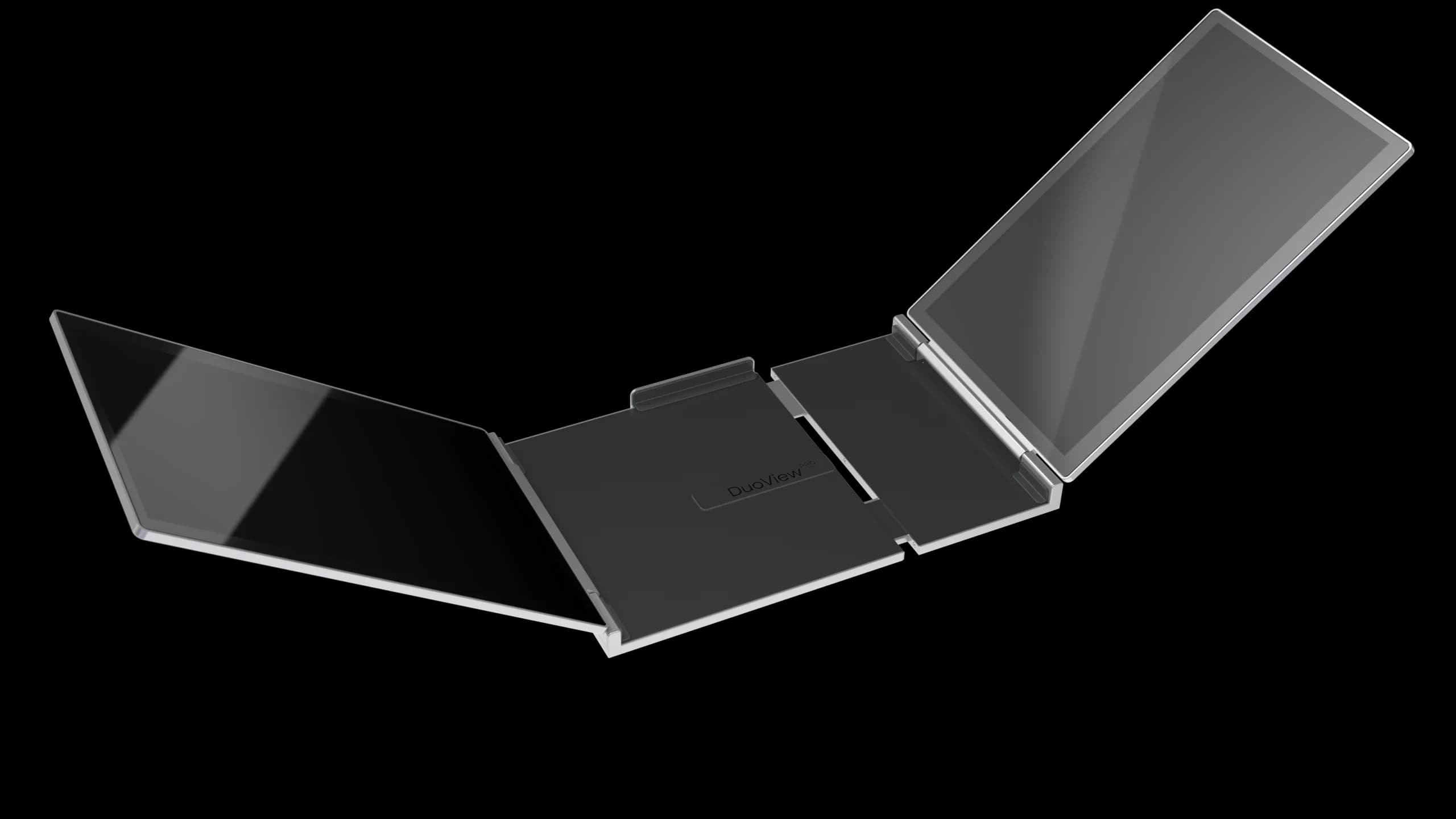 DuoView Pro unfolded butterfly view - Dual portable monitor setup for MacBook and laptops